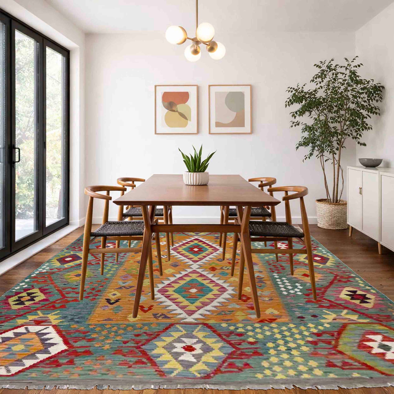 Handmade Vegetable Kelim 6' 2" x 7' 11" (ft) - No. Y39194