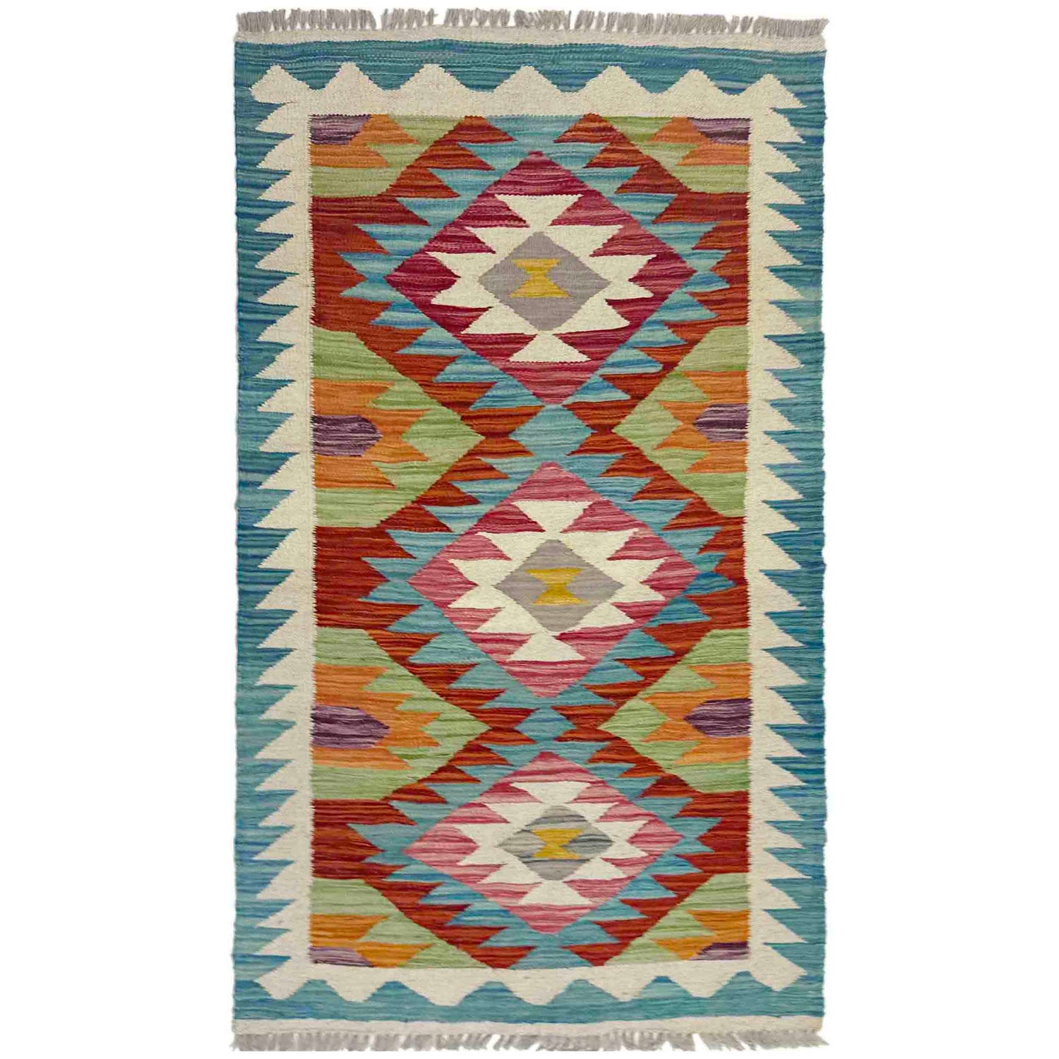 Handmade Vegetable Kelim 2' 4" x 4' 1" (ft) - No. Y39204