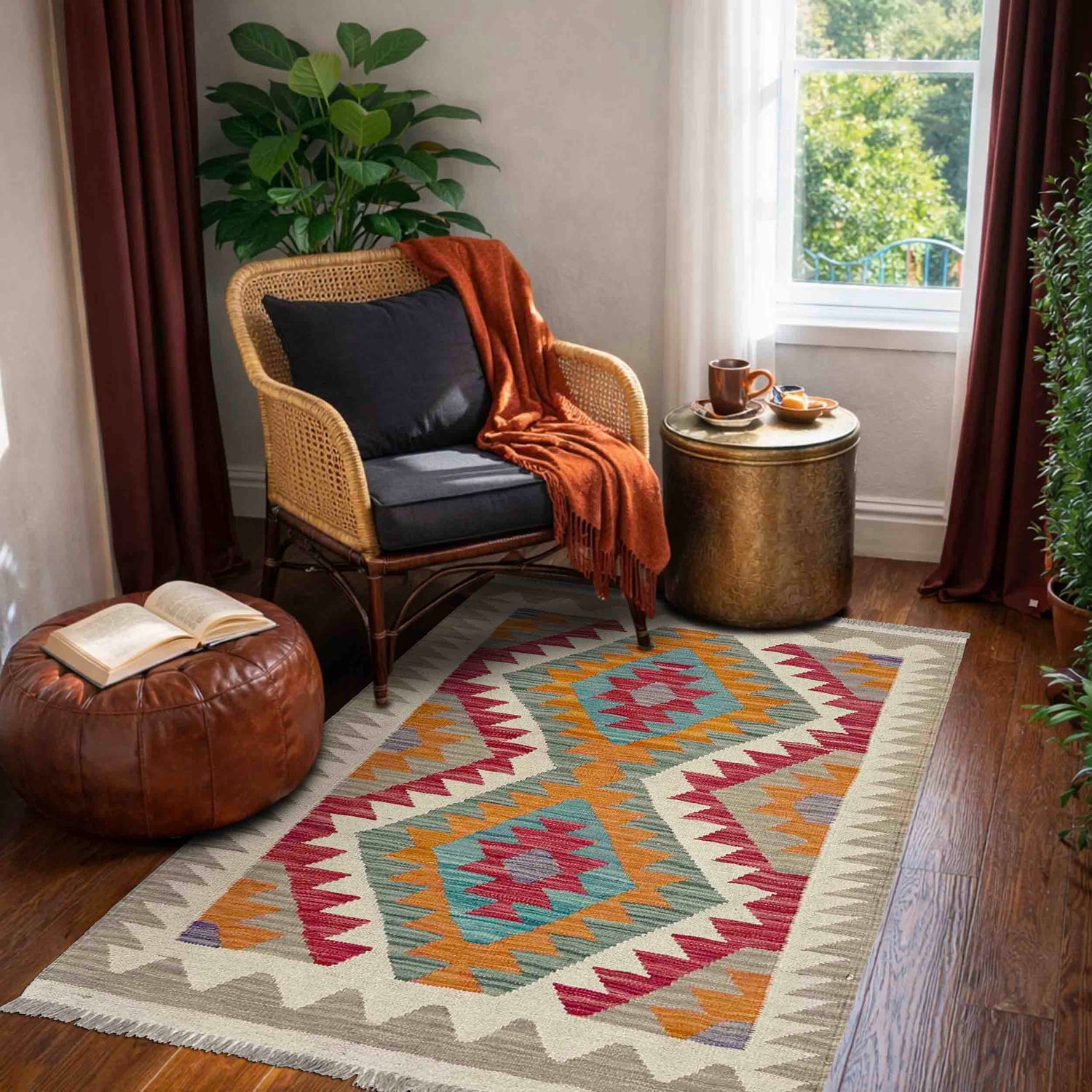 Handmade Vegetable Kilim 2' 9" x 4' 0" (ft) - No. Y39205