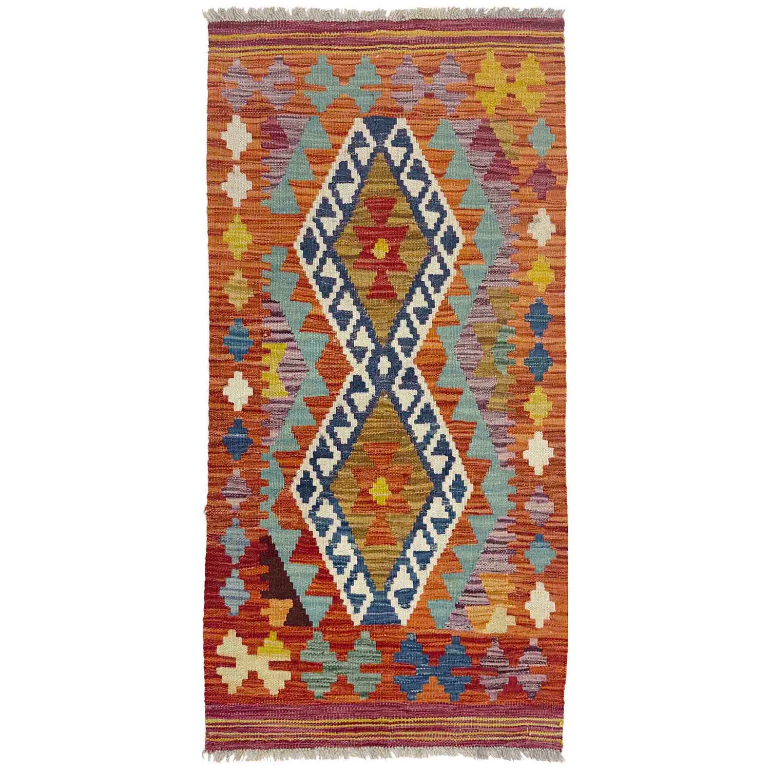 Handmade Vegetable Kelim 2' 1" x 4' 1" (ft) - No. Y39206