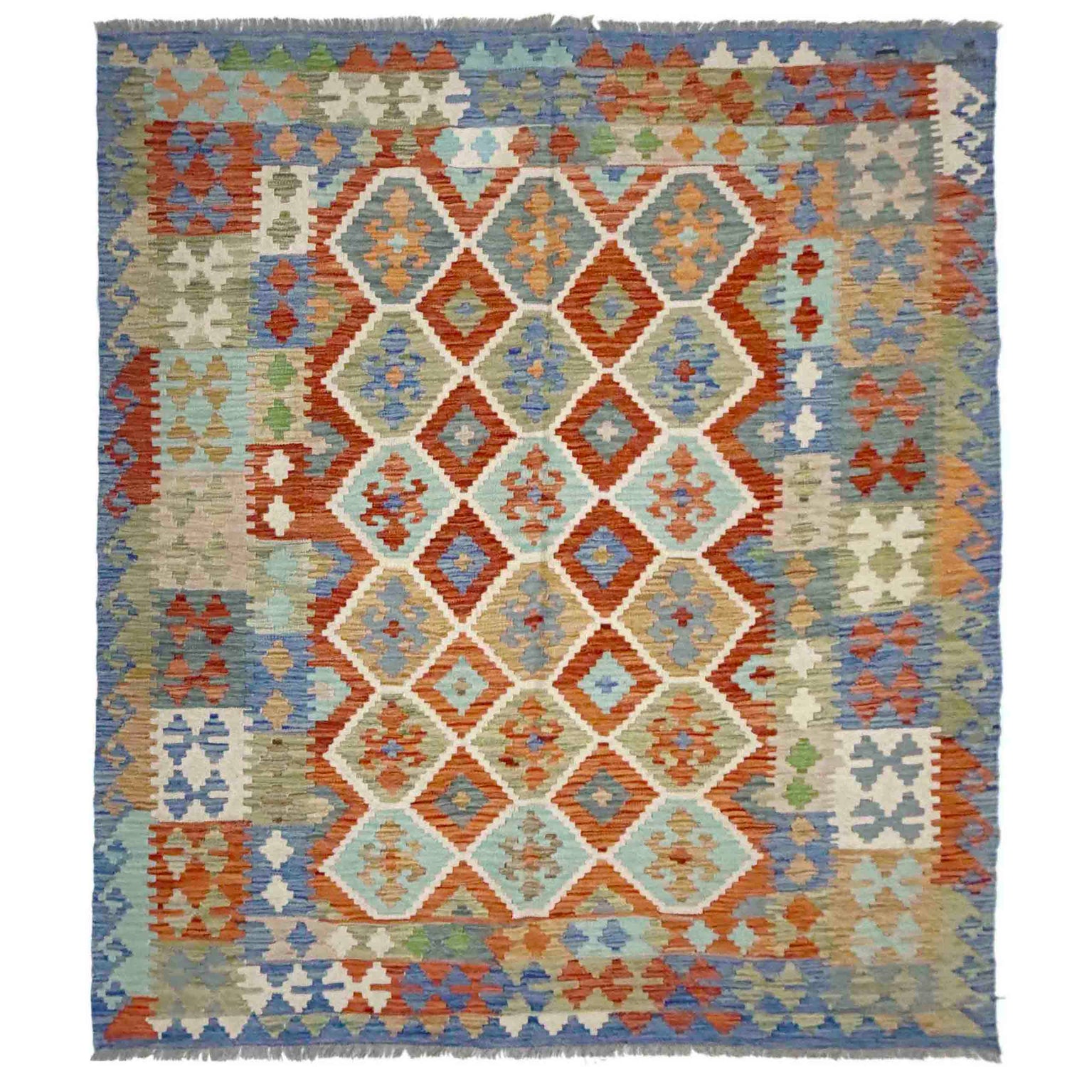 Handmade Vegetable Kilim 6' 3" x 7' 3" (ft) - No. Y39207