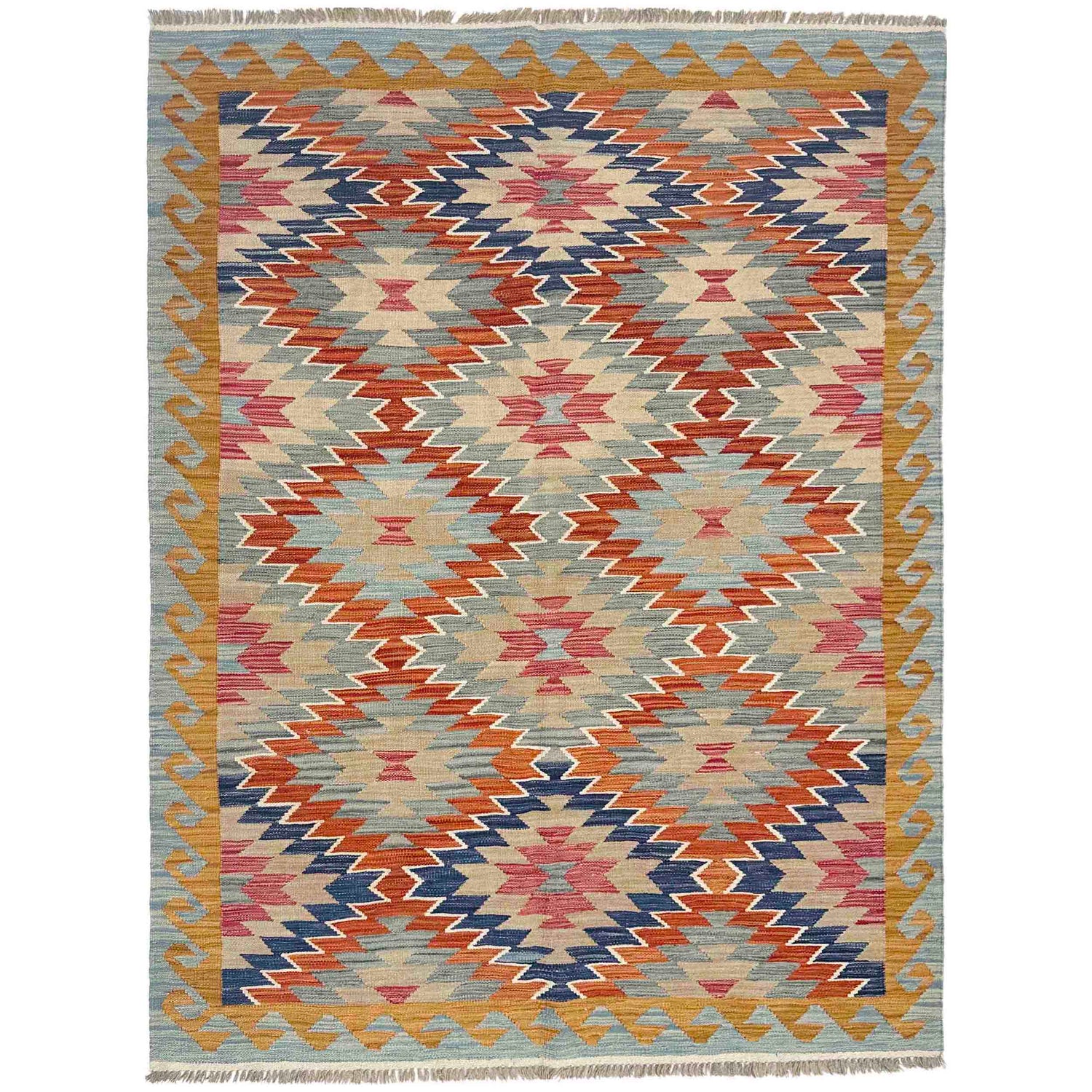 Handmade Vegetable Kilim 5' 0" x 6' 9" (ft) - No. Y39209