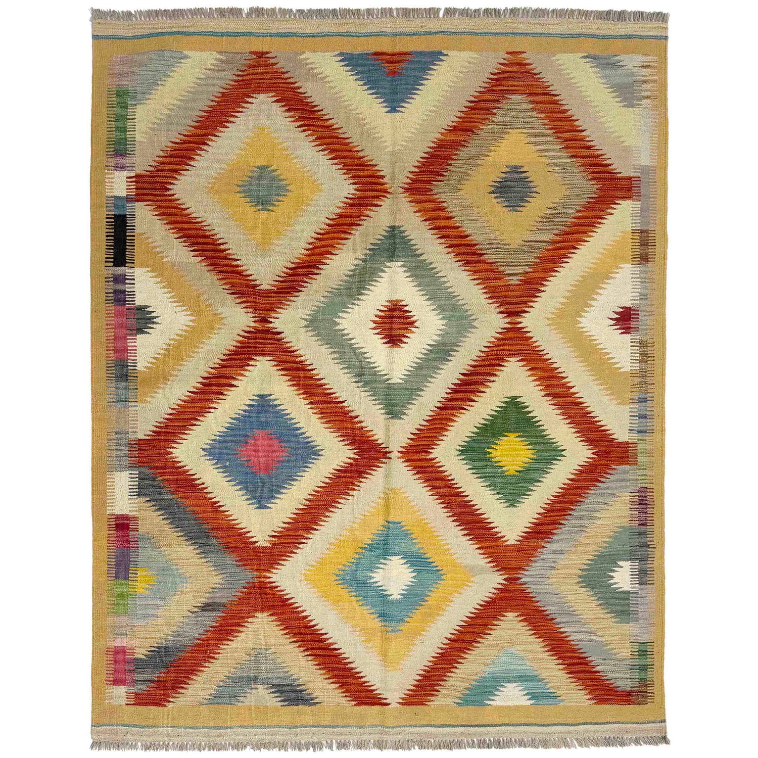 Handmade Vegetable Kilim 4' 11" x 6' 6" (ft) - No. Y39211