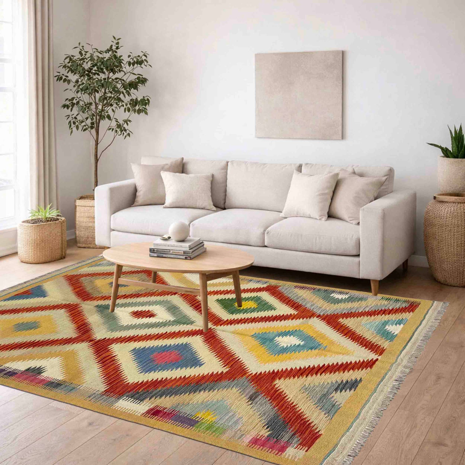 Handmade Vegetable Kilim 4' 11" x 6' 6" (ft) - No. Y39211