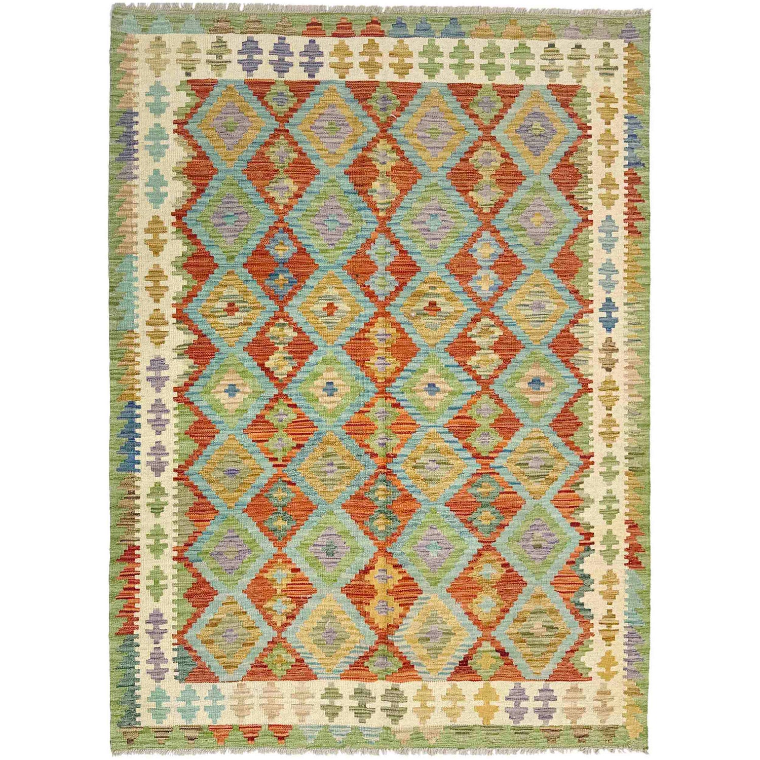 Handmade Vegetable Kelim 5' 2" x 6' 7" (ft) - No. Y39212