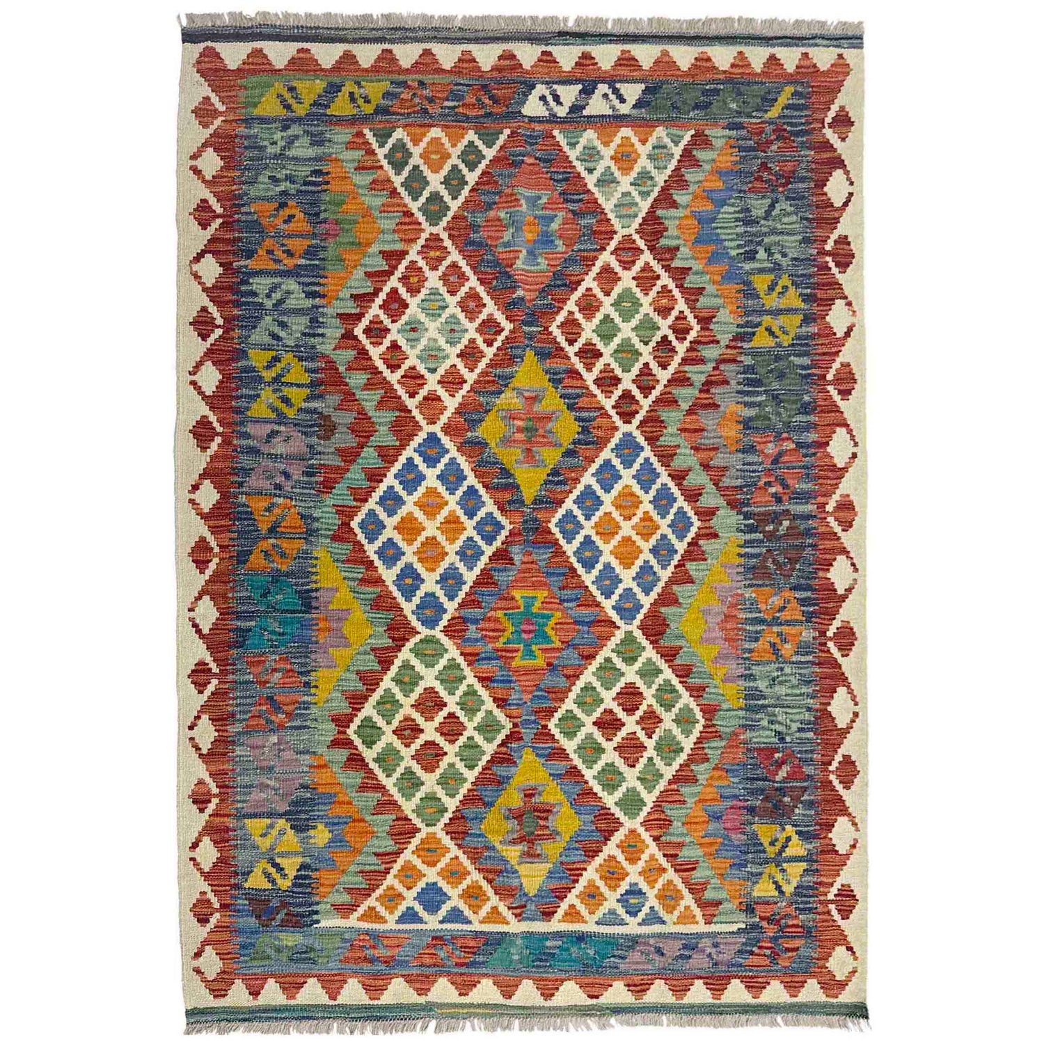 Handmade Vegetable Kelim 4' 1" x 6' 0" (ft) - No. Y39213