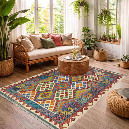 Handmade Vegetable Kelim 4' 1" x 6' 0" (ft) - No. Y39213