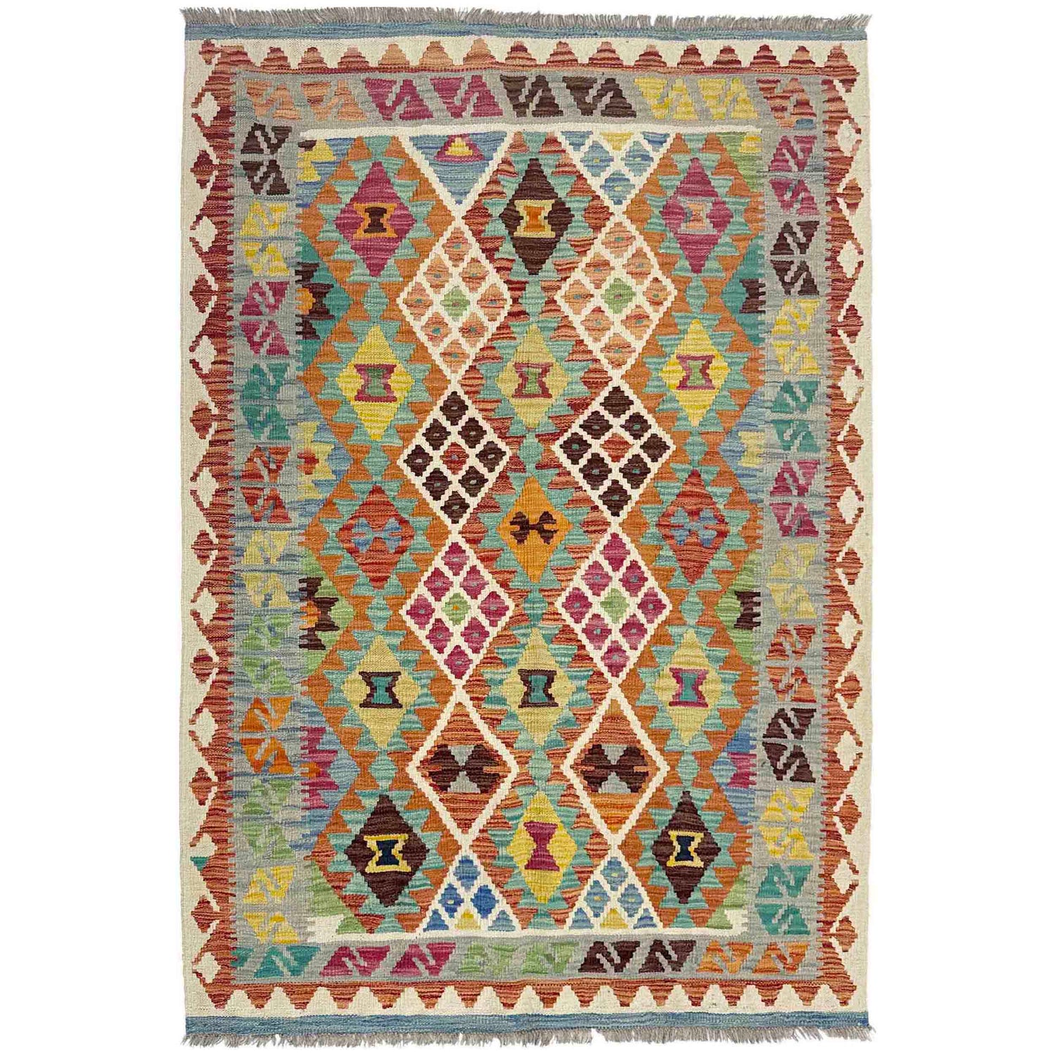 Handmade Vegetable Kilim 3' 11" x 5' 10" (ft) - No. Y39214