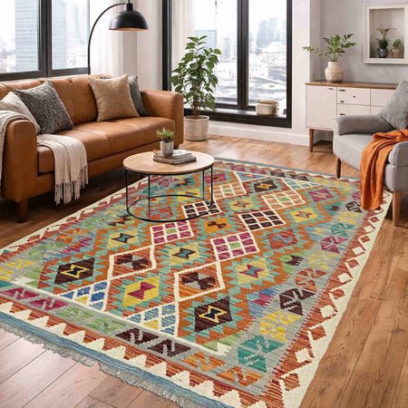 Handmade Vegetable Kilim 3' 11" x 5' 10" (ft) - No. Y39214