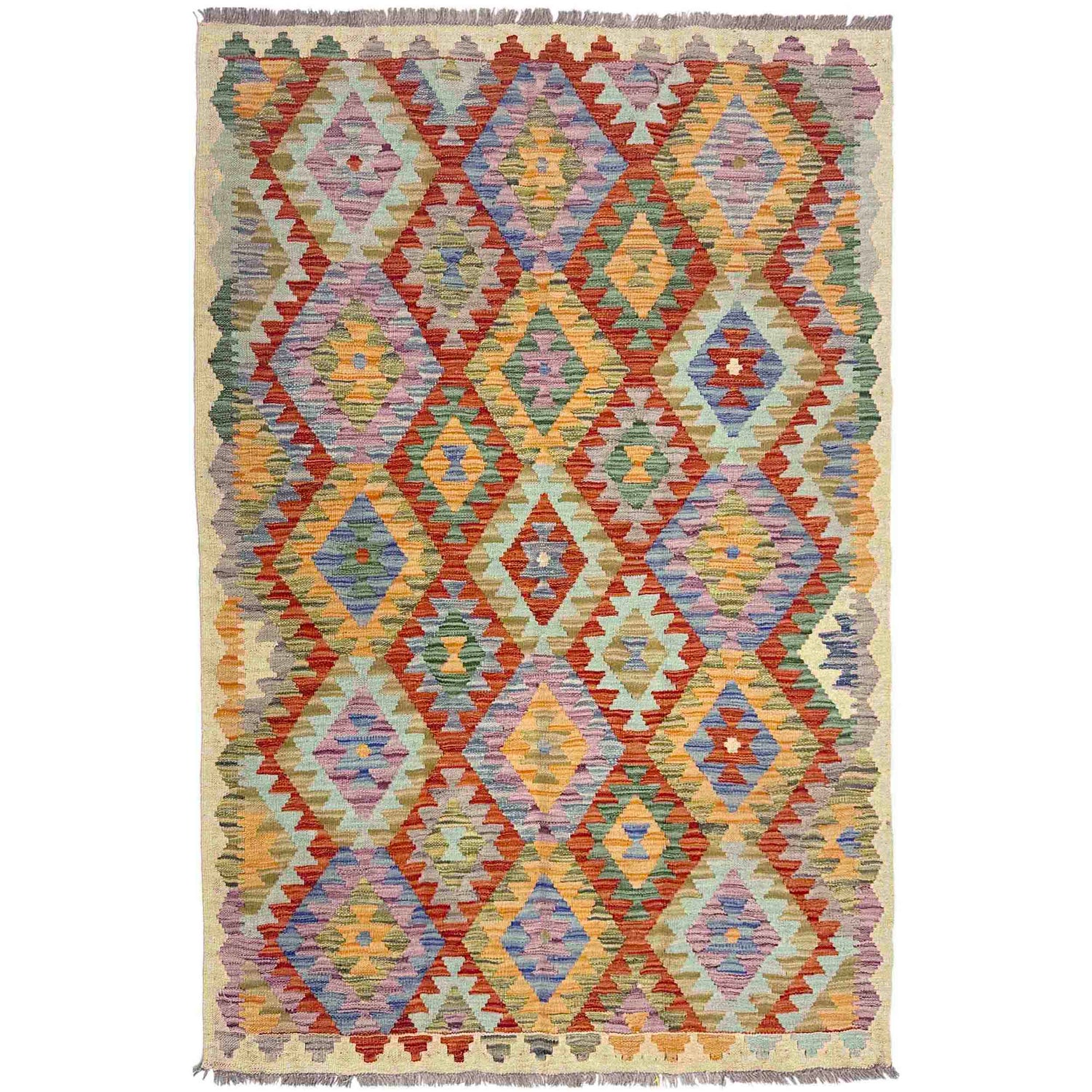 Handmade Vegetable Kelim 3' 11" x 5' 11" (ft) - No. Y39216