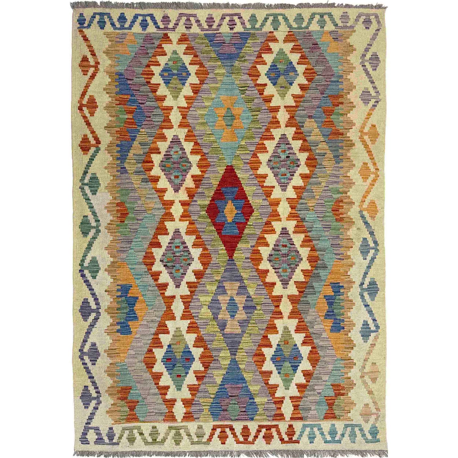 Handmade Vegetable Kilim 4' 0" x 6' 4" (ft) - No. Y39218