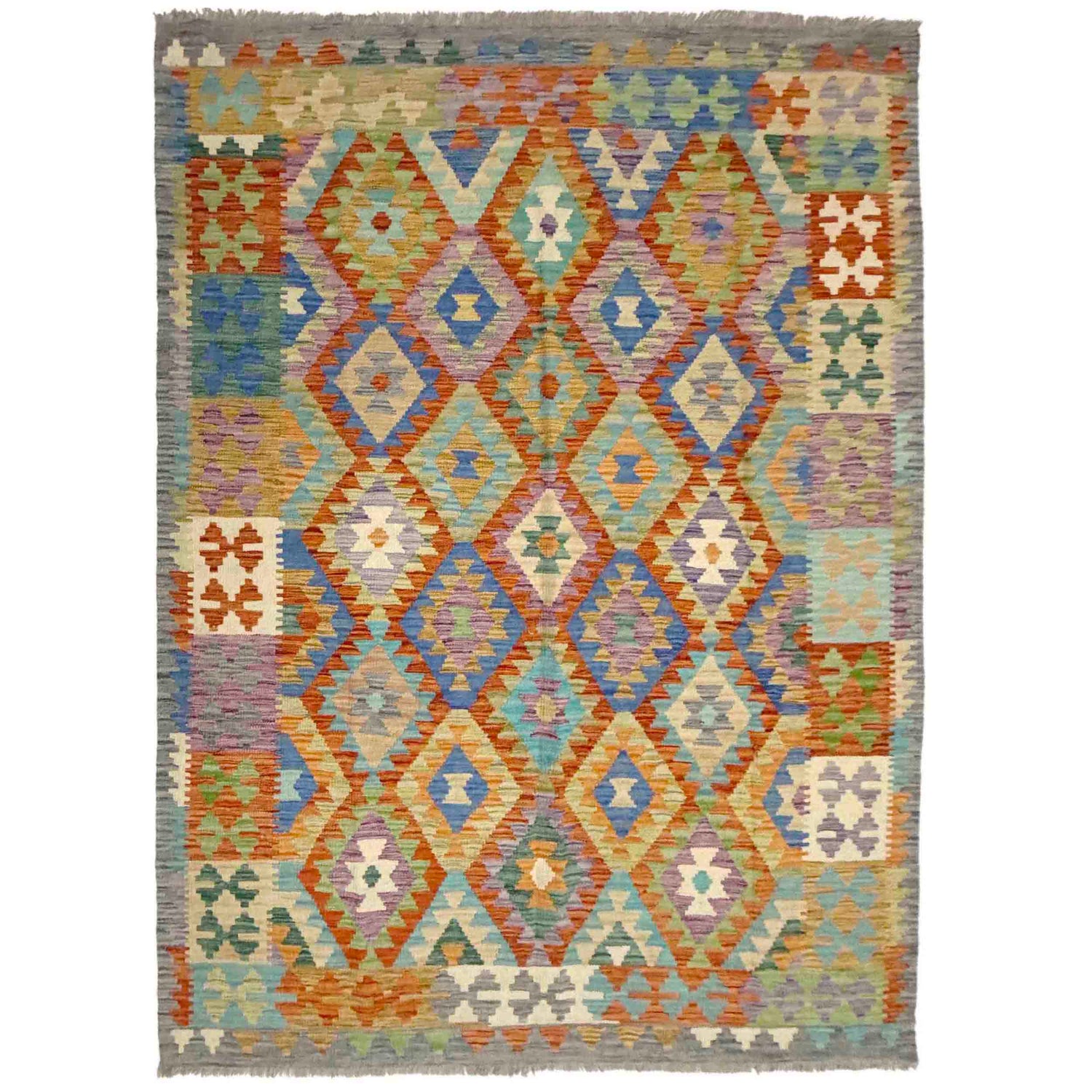 Handmade Vegetable Kelim 5' 8" x 8' 2" (ft) - No. Y39220