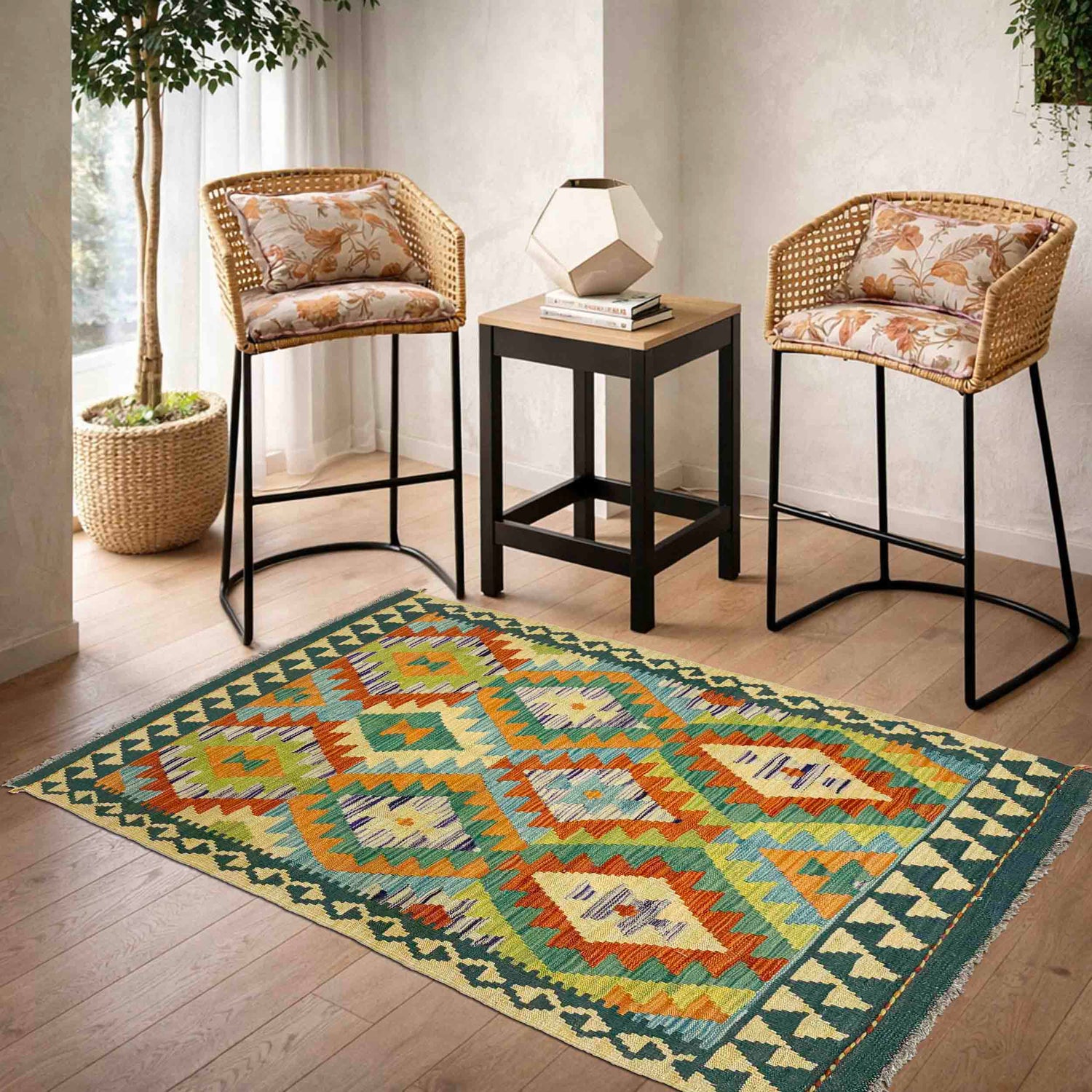 Handmade Vegetable Kilim 3' 3" x 5' 1" (ft) - No. Y39222