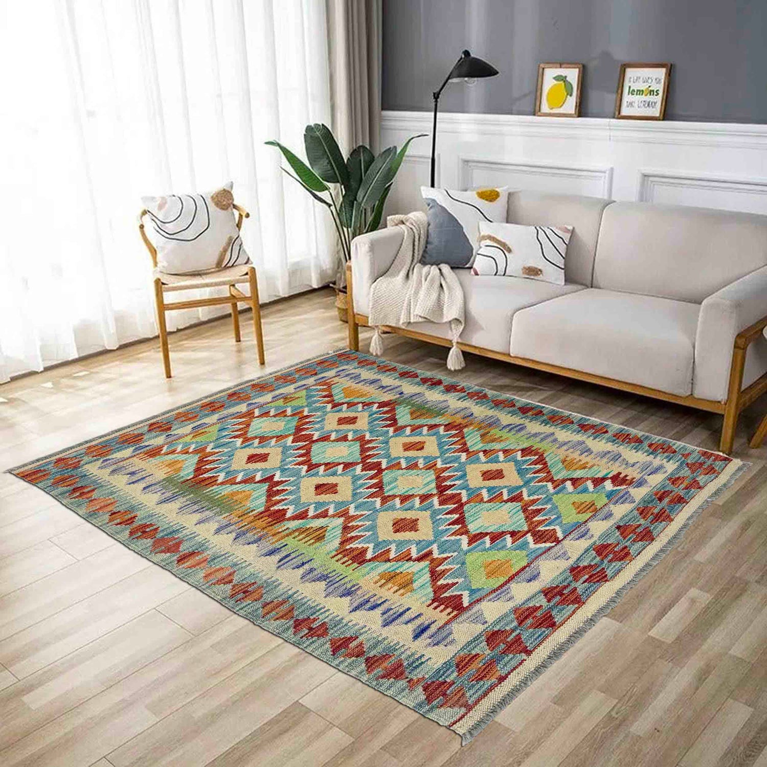 Handmade Vegetable Kilim 3' 4" x 4' 10" (ft) - No. Y39224