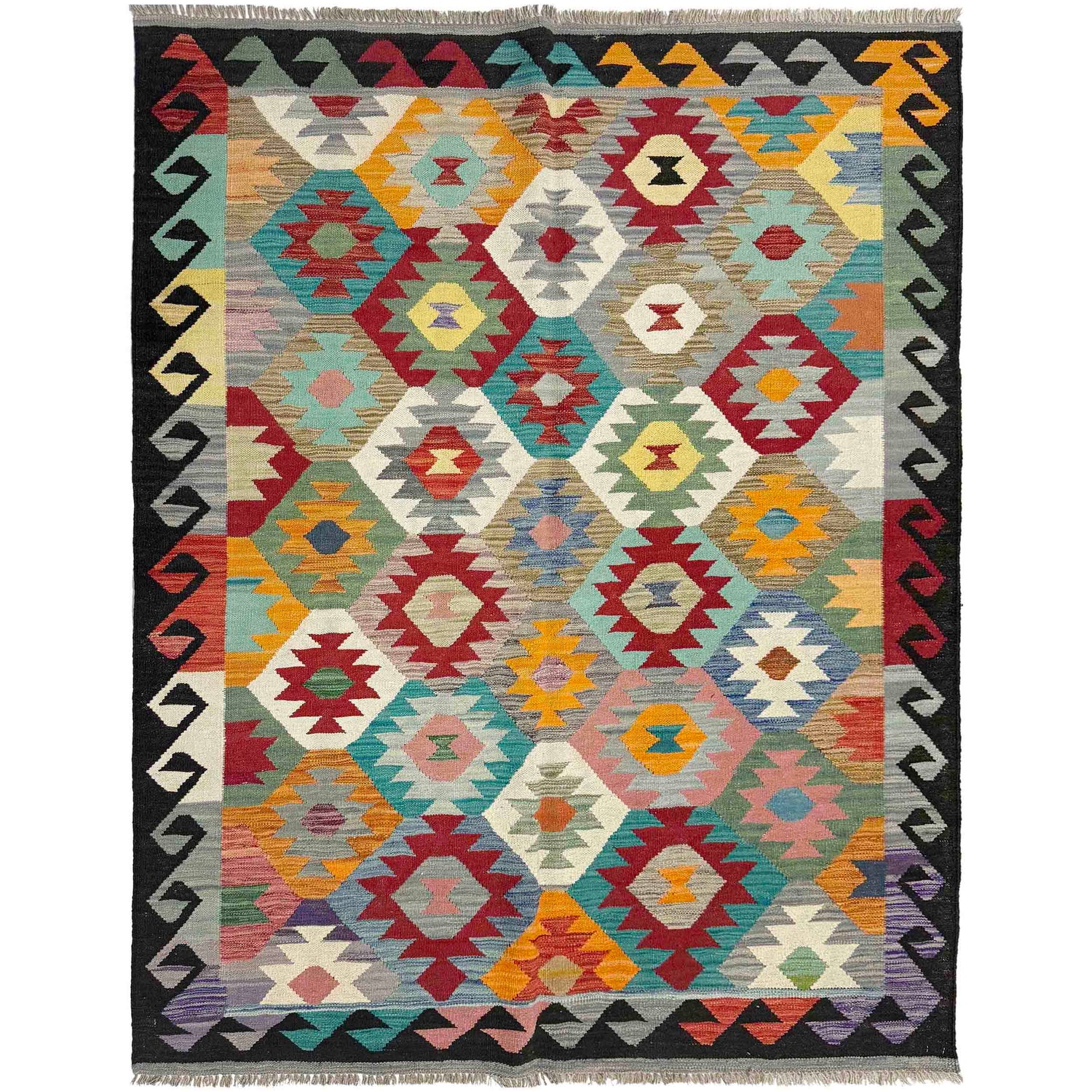 Handmade Vegetable Kilim 4' 11" x 6' 8" (ft) - No. Y39241