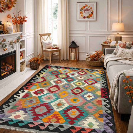 Handmade Vegetable Kilim 4' 11" x 6' 8" (ft) - No. Y39241