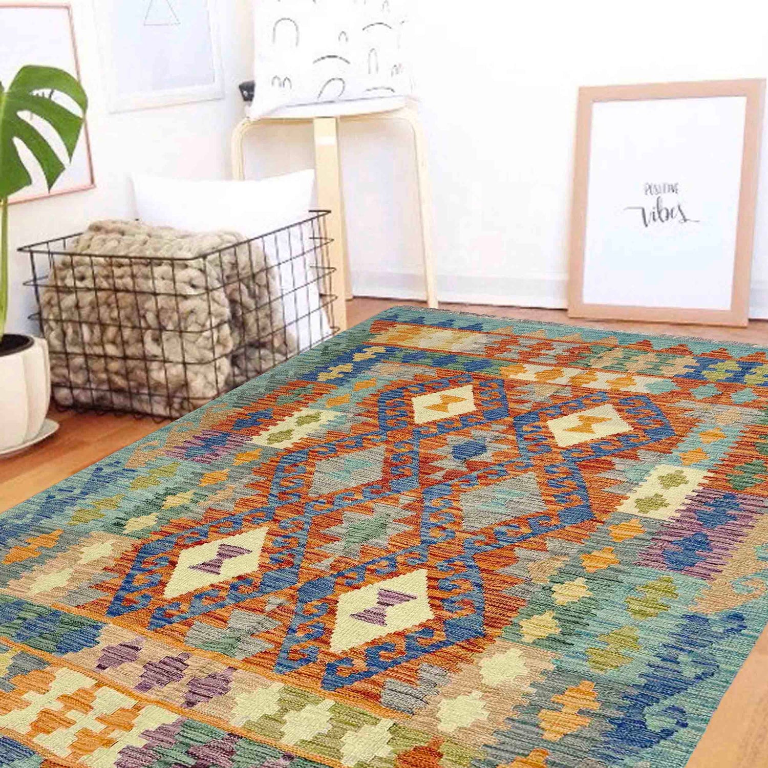 Handmade Vegetable Kelim 4' 11" x 6' 7" (ft) - No. Y39242