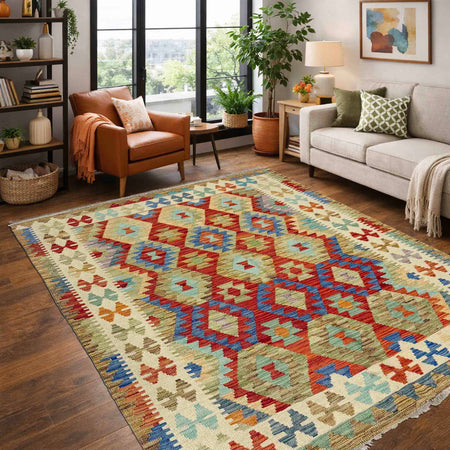 Handmade Vegetable Kilim 4' 11" x 6' 3" (ft) - No. Y39243