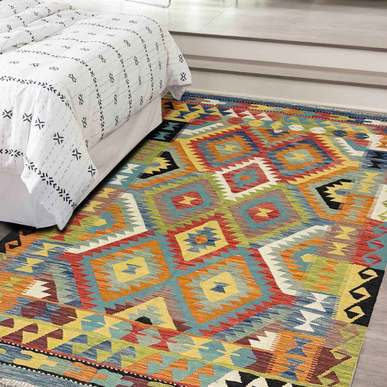 Handmade Vegetable Kelim 4' 11" x 6' 9" (ft) - No. Y39244