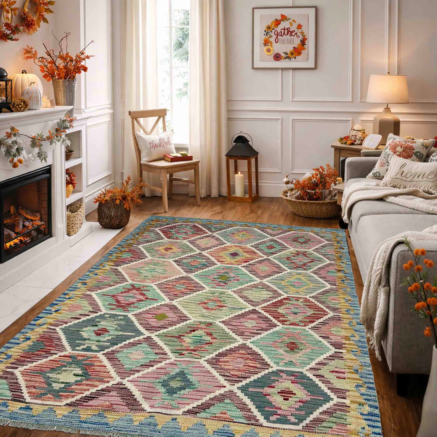 Handmade Vegetable Kilim 4' 11" x 6' 7" (ft) - No. Y39245