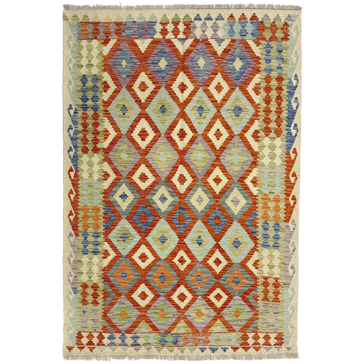 Handmade Vegetable Kelim 4' 5" x 6' 5" (ft) - No. Y39246