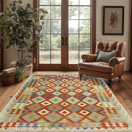 Handmade Vegetable Kelim 4' 5" x 6' 5" (ft) - No. Y39246