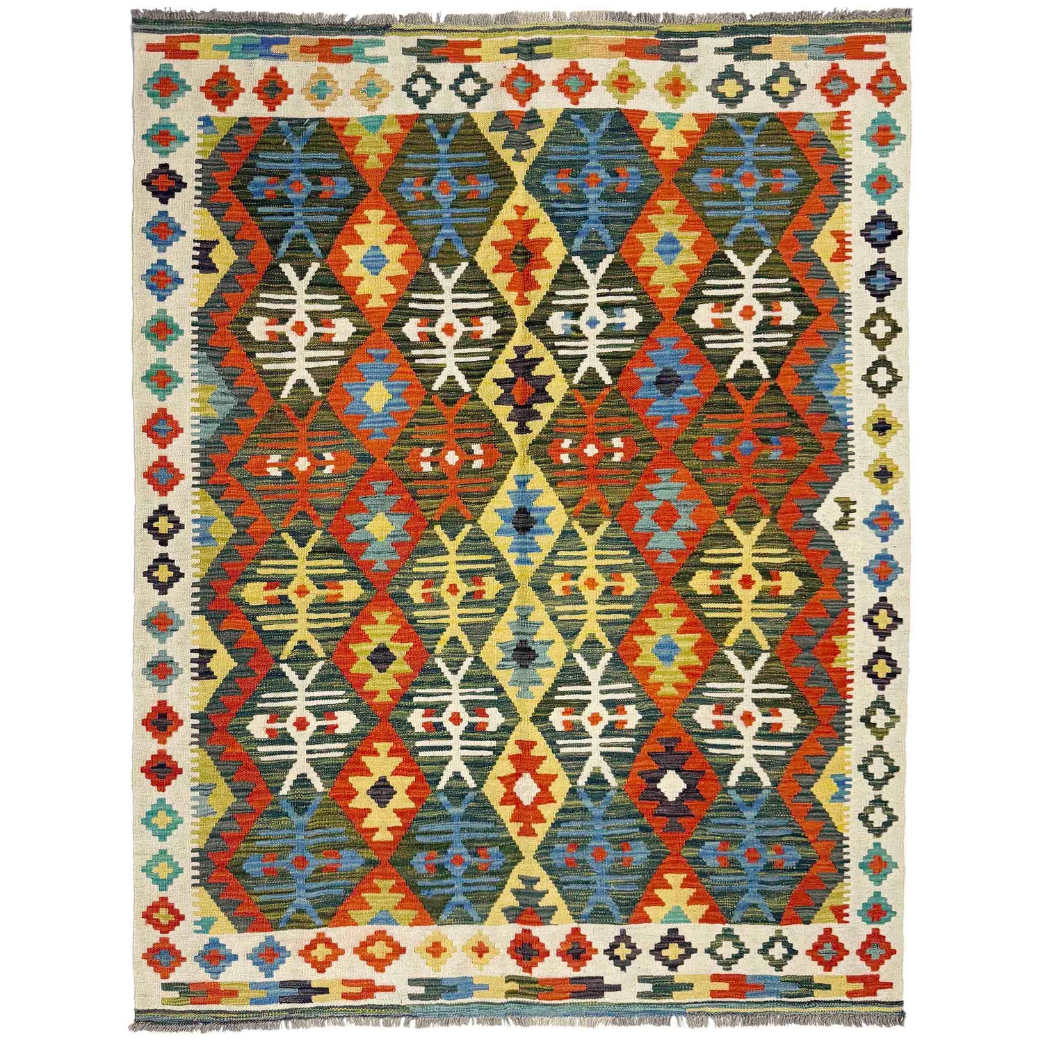 Handmade Vegetable Kilim 5' 1" x 6' 7" (ft) - No. Y39247