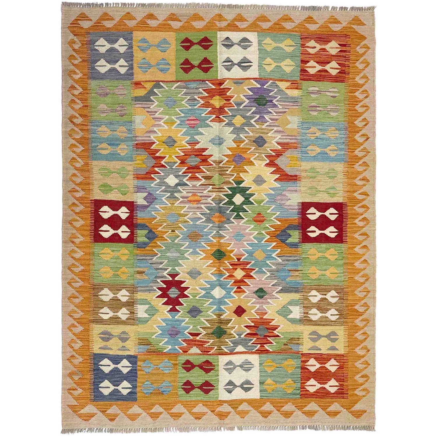 Handmade Vegetable Kilim 5' 0" x 6' 5" (ft) - No. Y39249