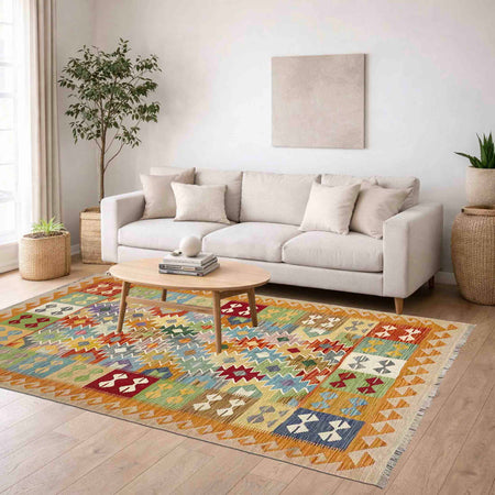 Handmade Vegetable Kilim 5' 0" x 6' 5" (ft) - No. Y39249