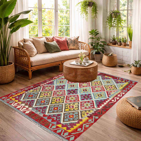 Handmade Vegetable Kilim 4' 11" x 6' 8" (ft) - No. Y39251