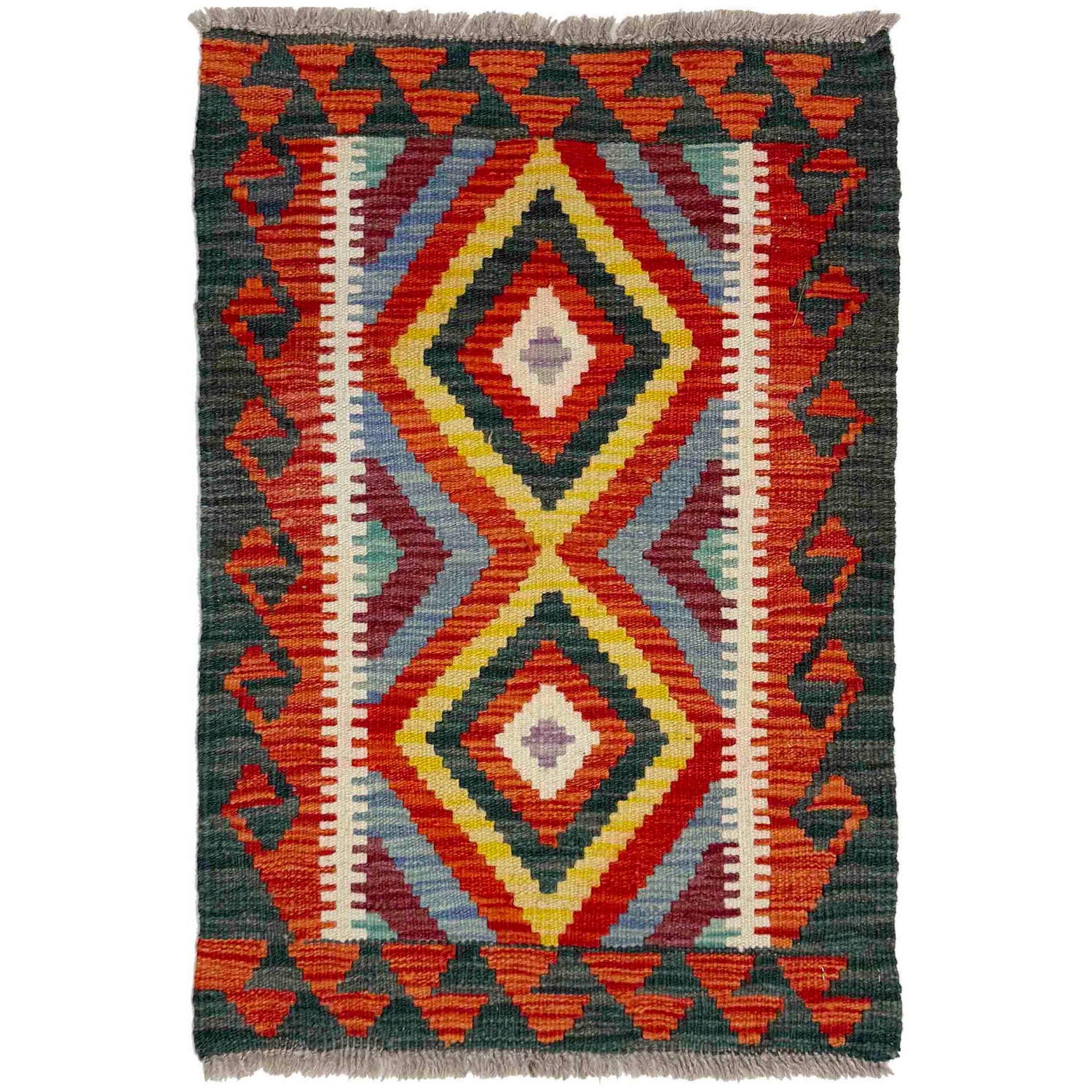 Handmade Vegetable Kilim 1' 11" x 2' 8" (ft) - No. Y39260