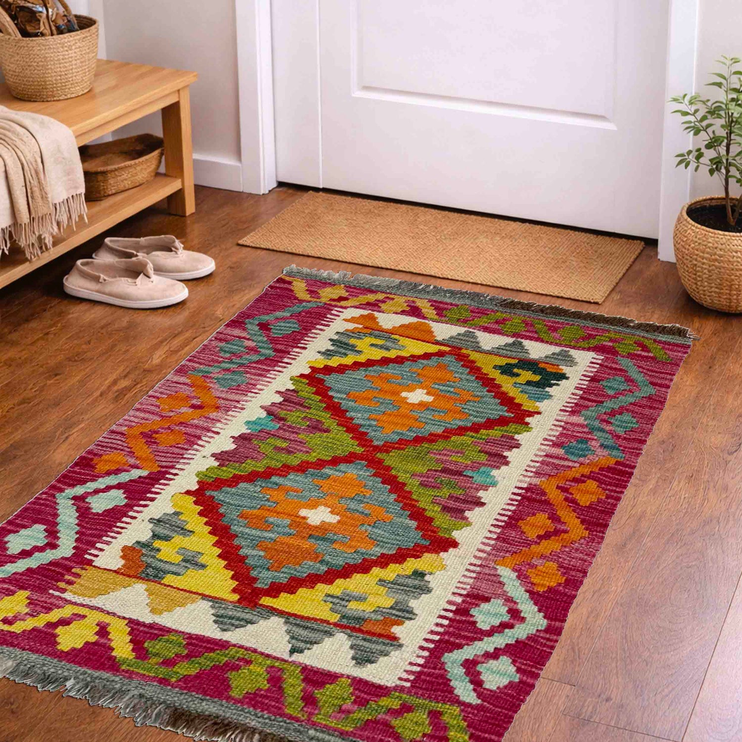 Handmade Vegetable Kilim 2' 1" x 2' 9" (ft) - No. Y39262