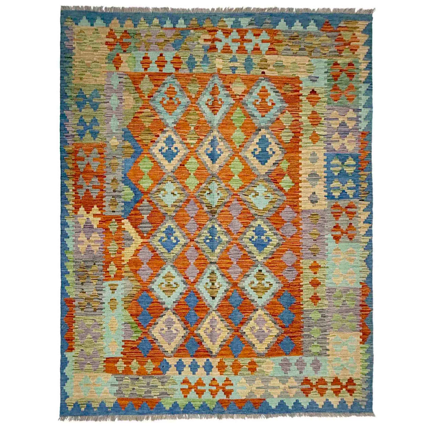 Handmade Vegetable Kelim 5' 8" x 7' 8" (ft) - No. Y39313