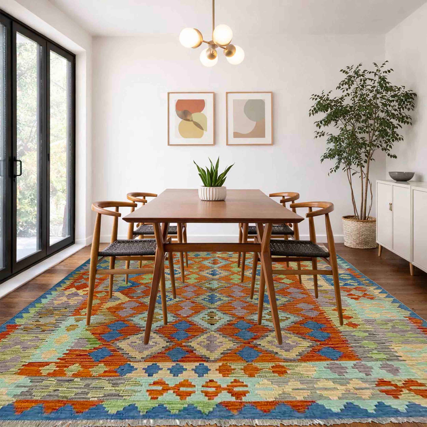 Handmade Vegetable Kelim 5' 8" x 7' 8" (ft) - No. Y39313