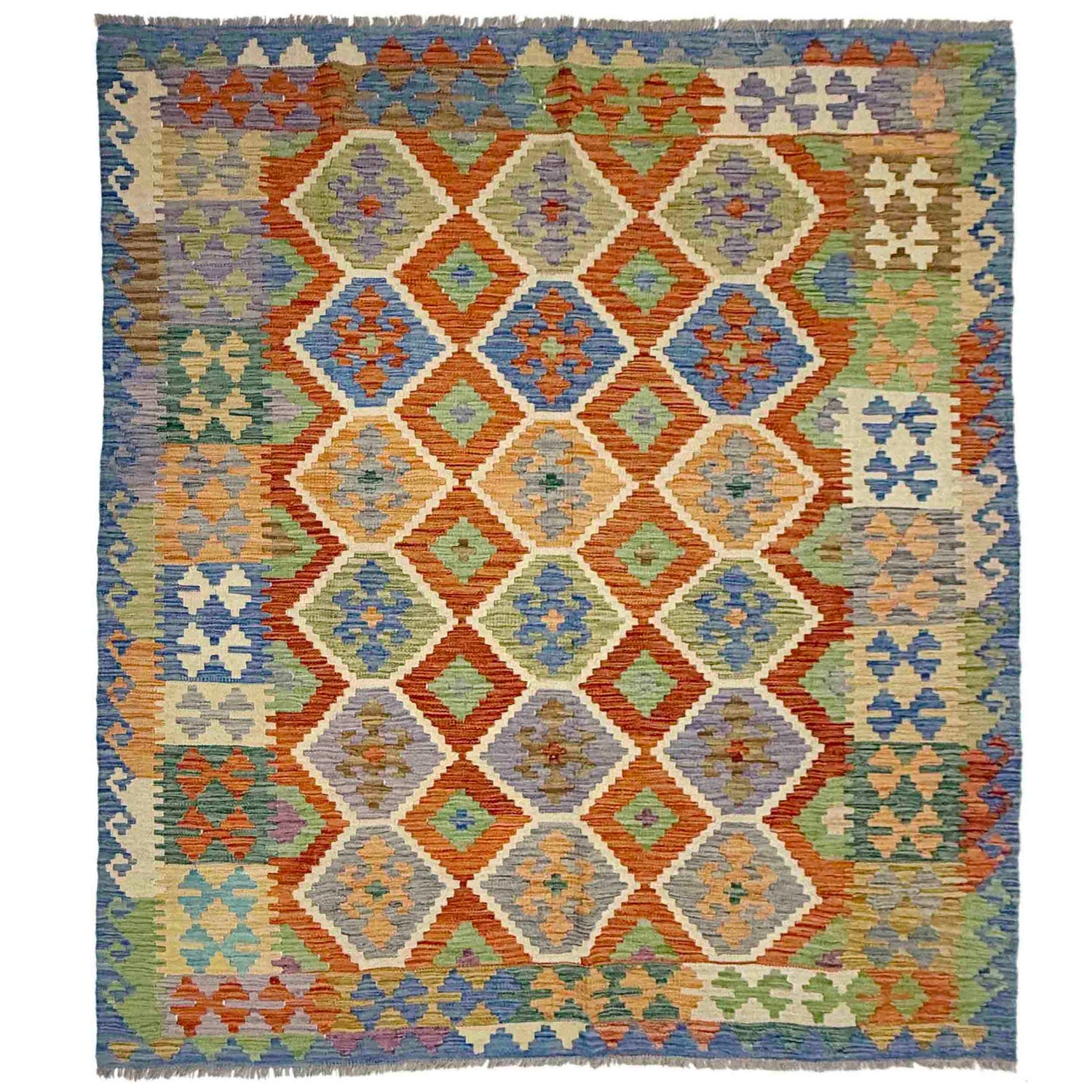 Handmade Vegetable Kilim 6' 0" x 7' 7" (ft) - No. Y39318
