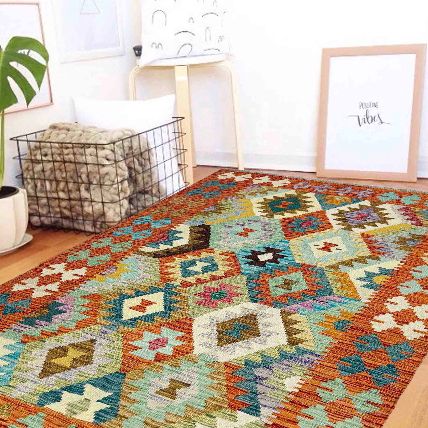 Handmade Vegetable Kelim 3' 11" x 6' 3" (ft) - No. Y39320