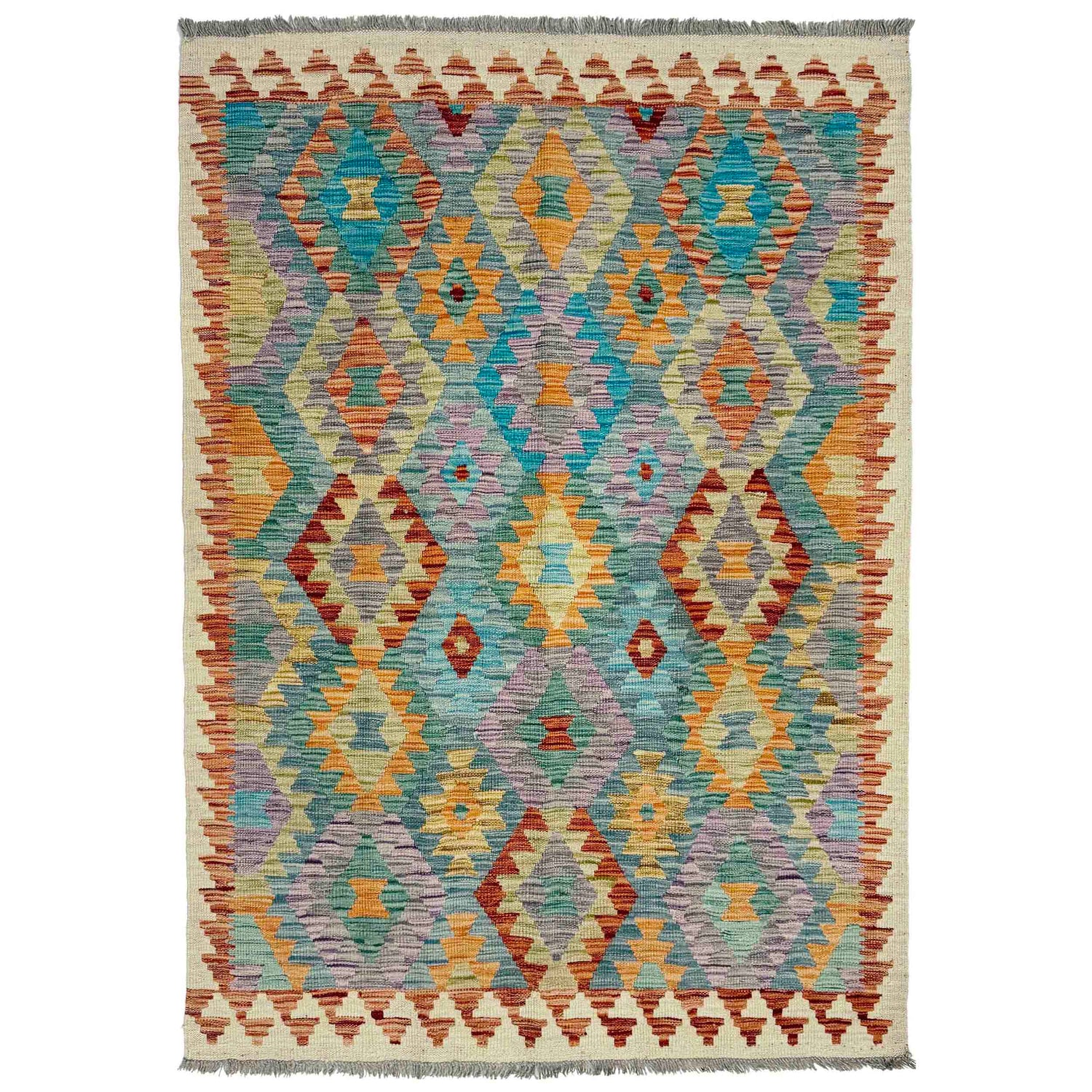 Handmade Vegetable Kilim 4' 0" x 5' 11" (ft) - No. Y39323