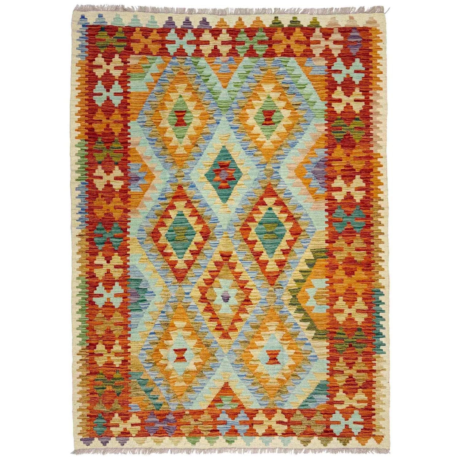 Handmade Vegetable Kilim 4' 2" x 5' 9" (ft) - No. Y39326