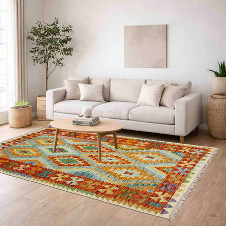 Handmade Vegetable Kilim 4' 2" x 5' 9" (ft) - No. Y39326