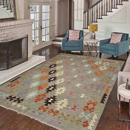 Handmade Vegetable Kilim 5' 11" x 7' 10" (ft) - No. Y39331