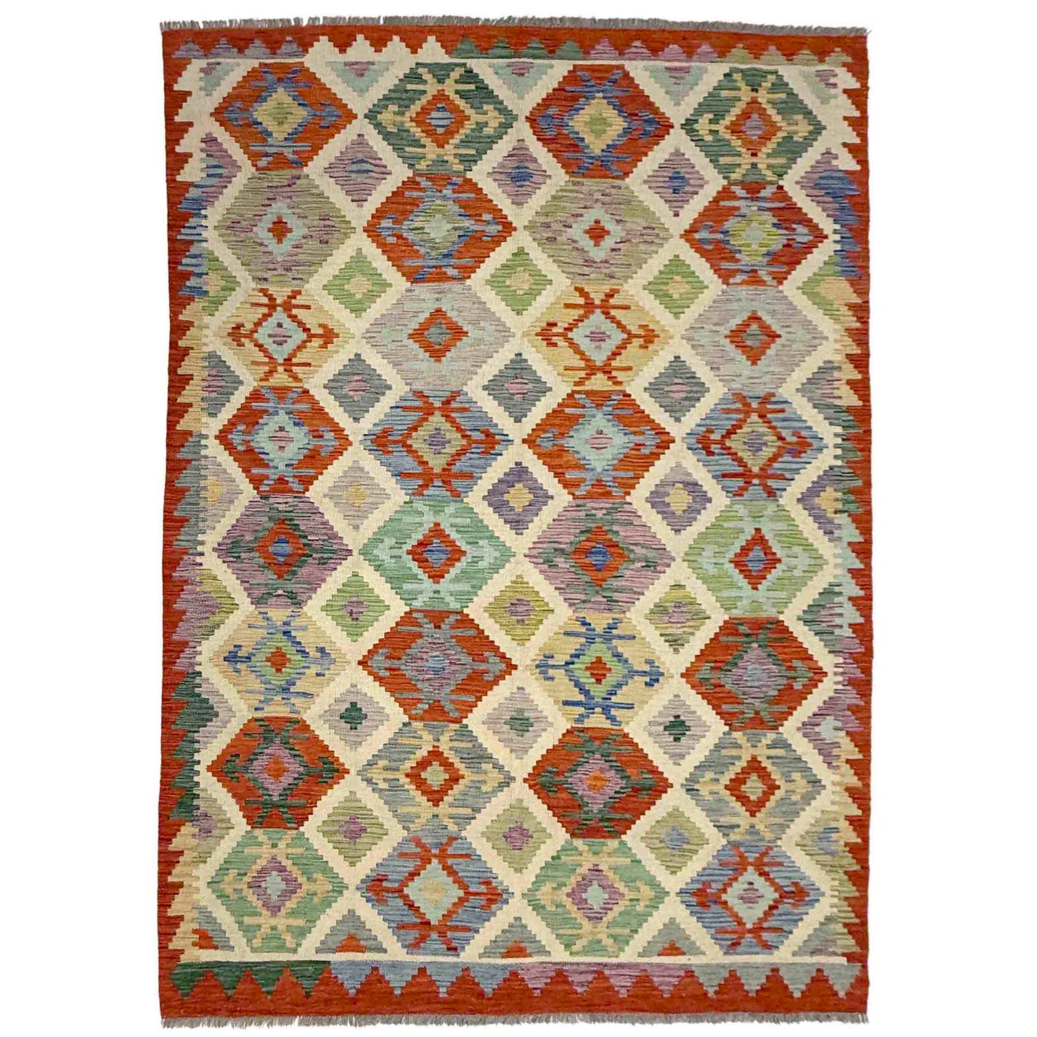 Handmade Vegetable Kelim 5' 9" x 8' 1" (ft) - No. Y39332
