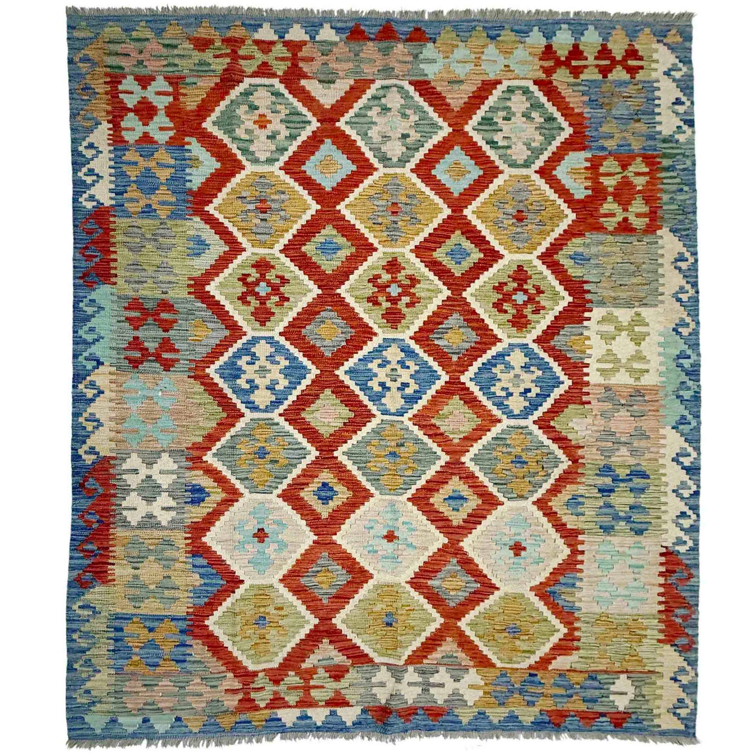 Handmade Vegetable Kilim 6' 1" x 7' 9" (ft) - No. Y39334
