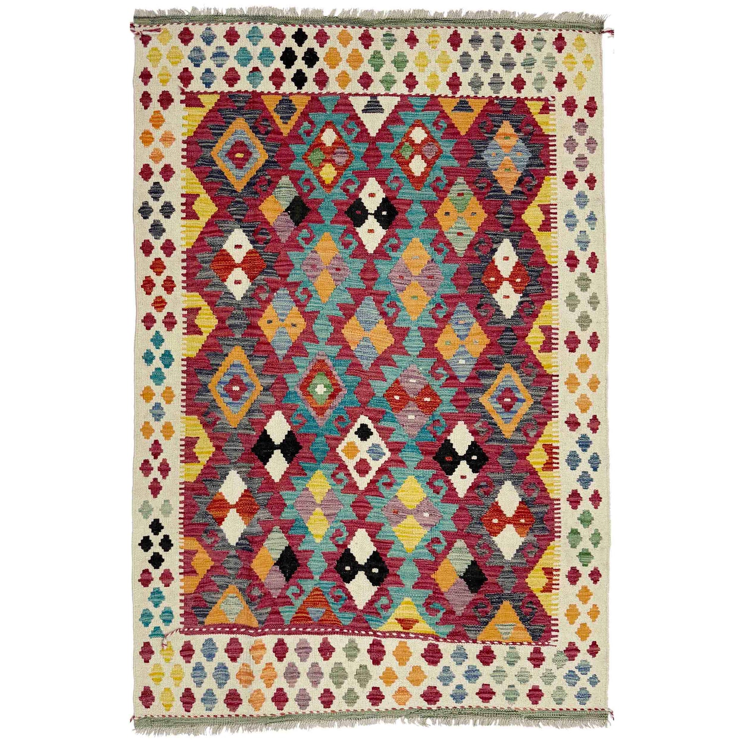 Handmade Vegetable Kelim 4' 5" x 6' 2" (ft) - No. Y39337