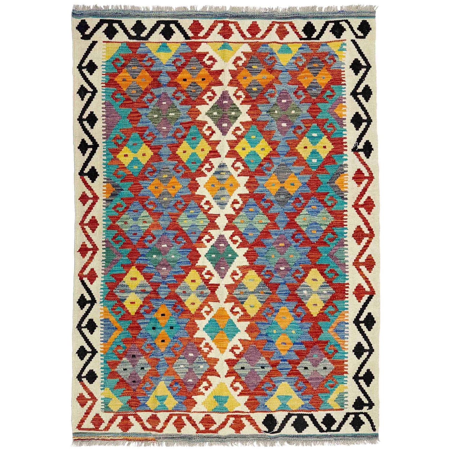 Handmade Vegetable Kilim 4' 3" x 6' 3" (ft) - No. Y39338
