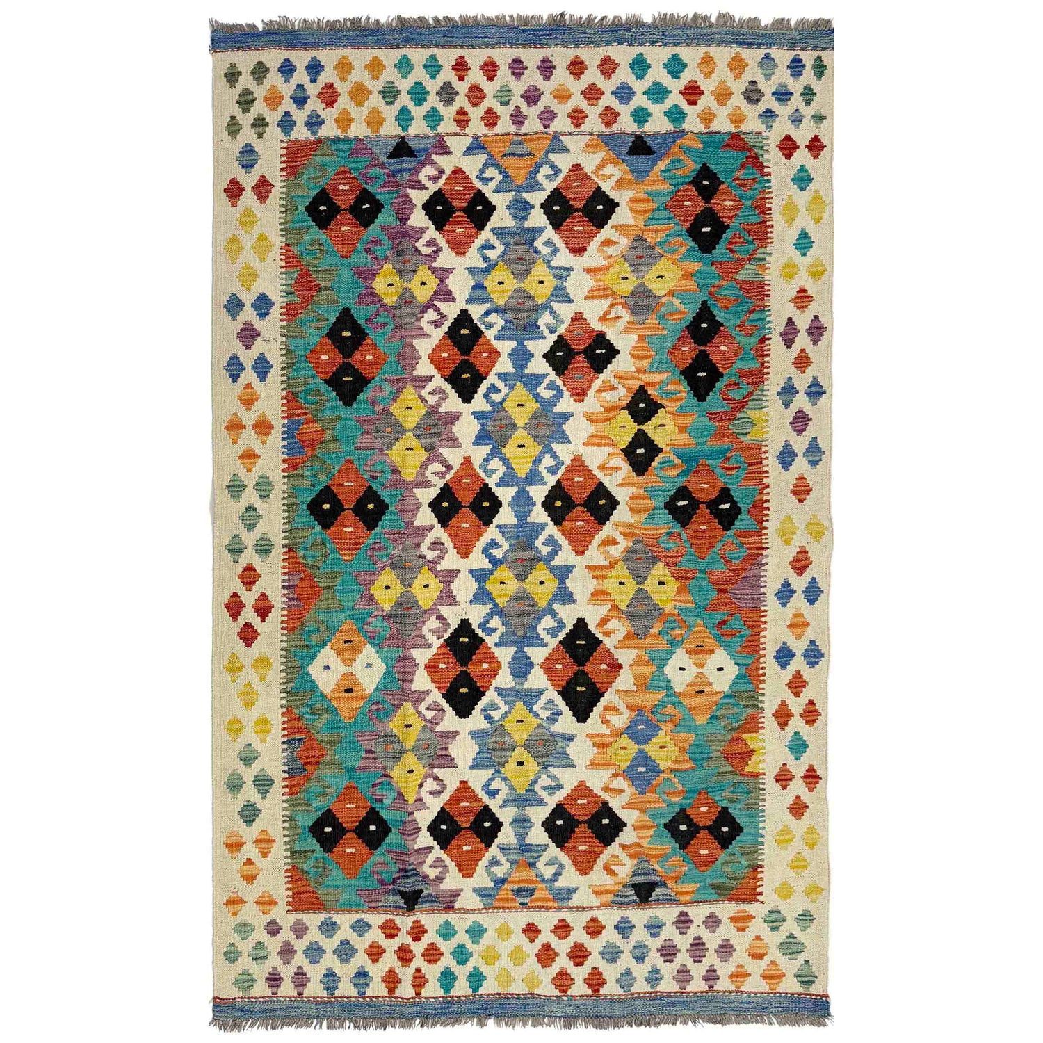 Handmade Vegetable Kelim 4' 2" x 6' 5" (ft) - No. Y39339