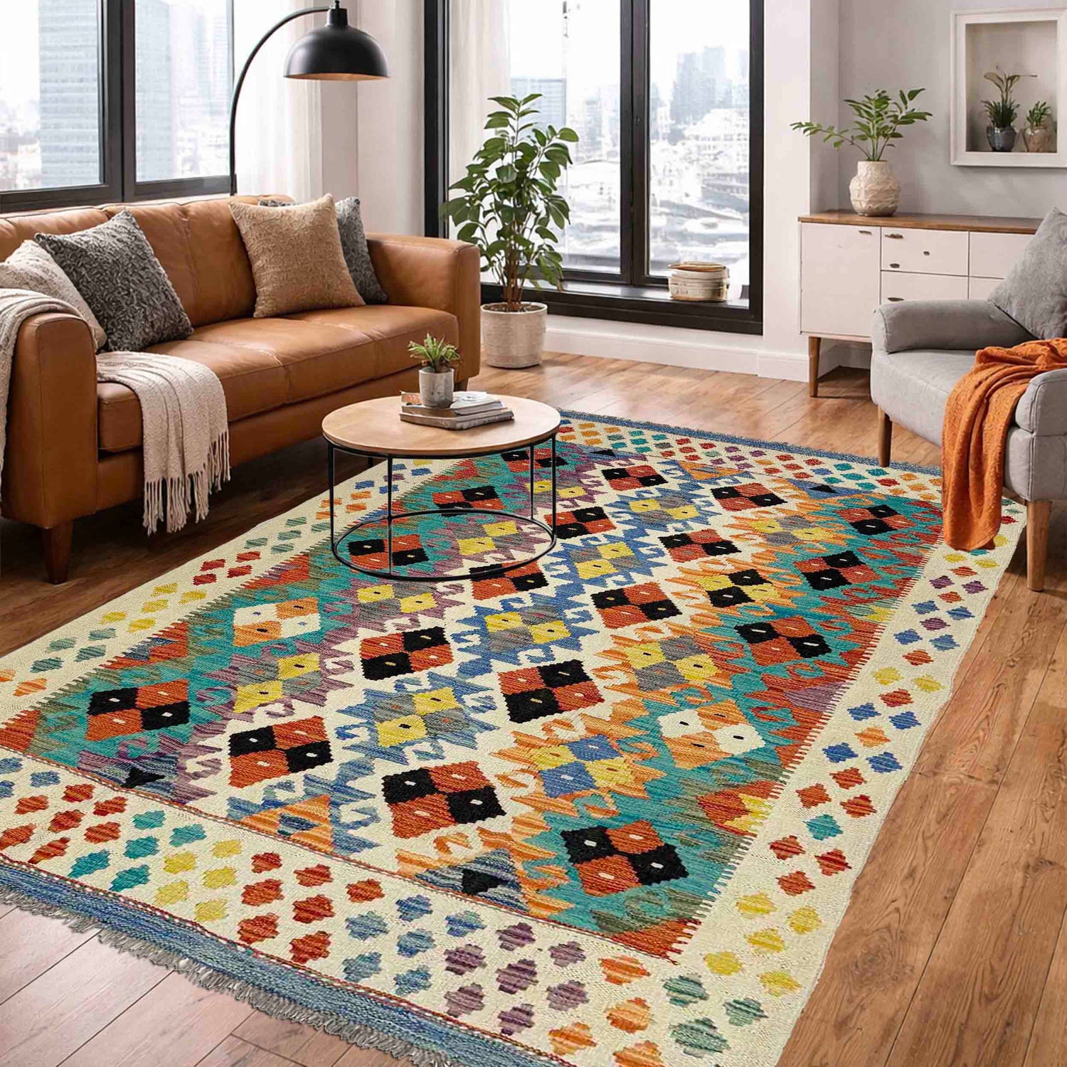Handmade Vegetable Kelim 4' 2" x 6' 5" (ft) - No. Y39339