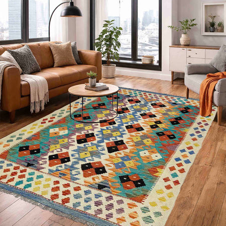 Handmade Vegetable Kelim 4' 2" x 6' 5" (ft) - No. Y39339