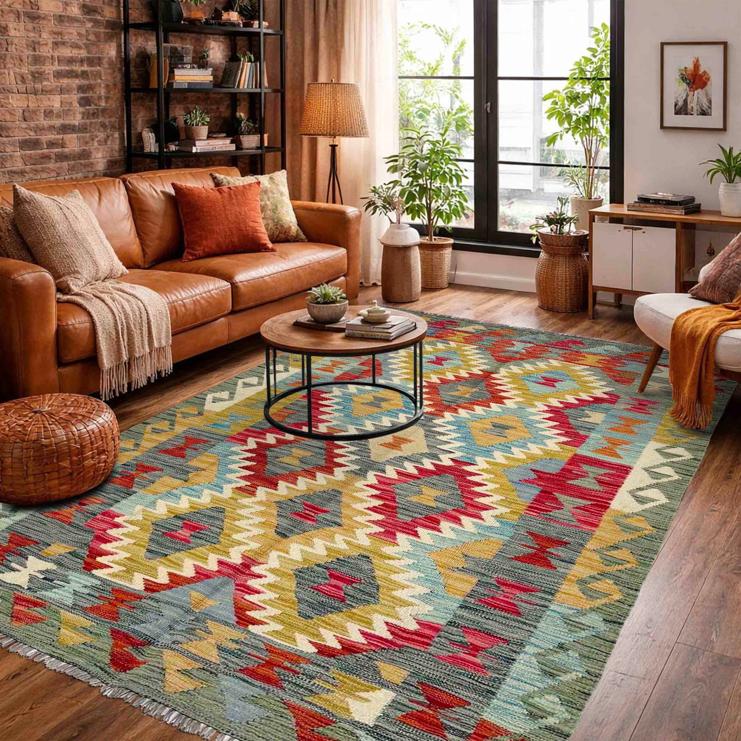 Handmade Vegetable Kilim 4' 0" x 6' 10" (ft) - No. Y39344