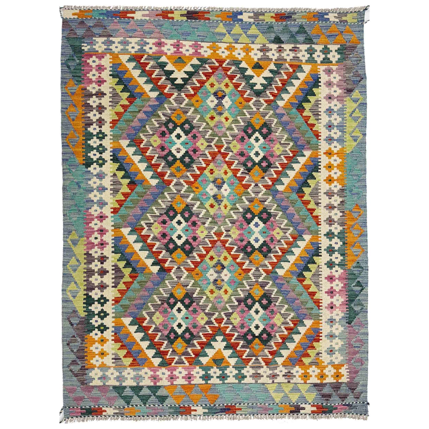 Handmade Vegetable Kelim 4' 3" x 6' 3" (ft) - No. Y39345