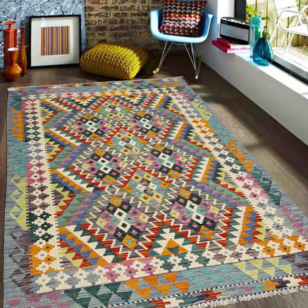 Handmade Vegetable Kelim 4' 3" x 6' 3" (ft) - No. Y39345